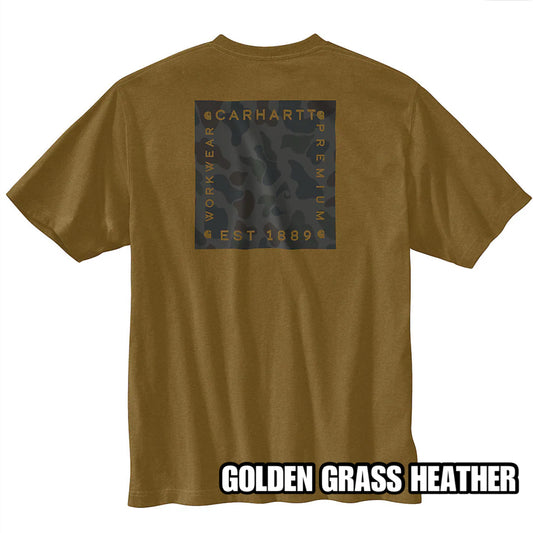 CARHARTT RELAXED FIT LIGHTWEIGHT SHORT SLEEVE CAMO GRAPHIC TSHIRT (GOLDEN GRASS HEATHER)