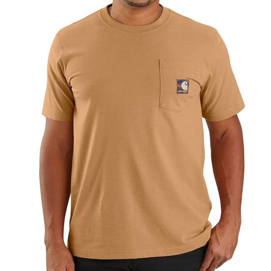 CARHARTT RELAXED FIT LIGHTWEIGHT SHORT SLEEVE POCKET CAMO PATCH TSHIRT (HICKORY NUT HEATHER)