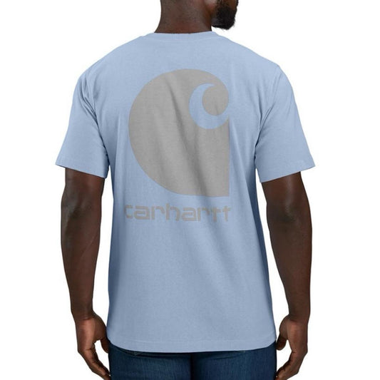 CARHARTT RELAXED FIT HEAVYWEIGHT SHORT SLEEVE POCKET C GRAPHIC TSHIRT (FOG BLUE)