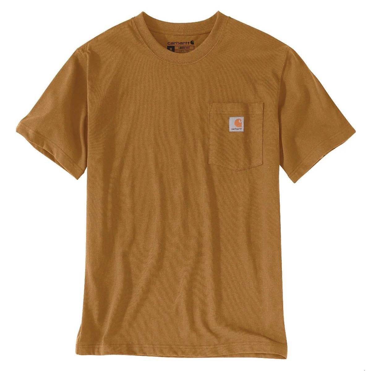 CARHARTT RELAXED FIT HEAVYWEIGHT SHORT SLEEVE POCKET C GRAPHIC TSHIRT (BROWN)