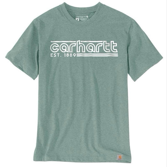 CARHARTT RELAXED FIT LIGHTWEIGHT SHORT SLEEVE LOGO GRAPHIC TSHIRT (PATINA HEATHER)