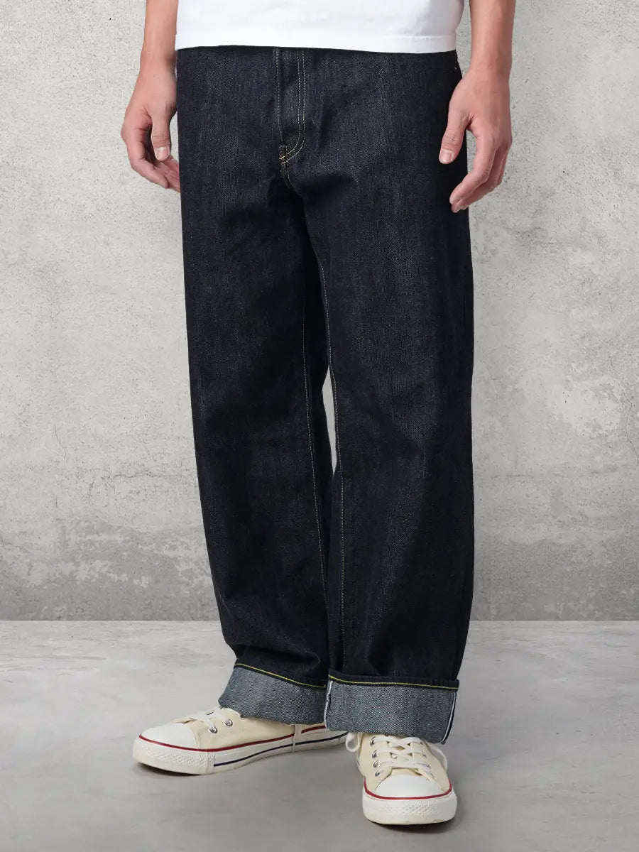 FLAT HEAD 14.5OZ LEFT HAND TWILL DENIM JEANS - FN-D111 - WIDE LEG