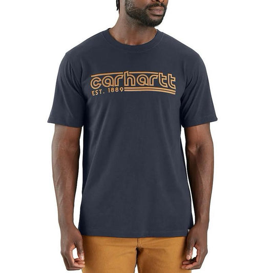 CARHARTT RELAXED FIT LIGHTWEIGHT SHORT SLEEVE LOGO GRAPHIC TSHIRT (NAVY)