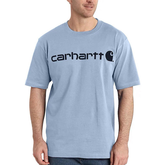 CARHARTT K195 LOOSE FIT HEAVYWEIGHT SHORT SLEEVE LOGO GRAPHIC TSHIRT (FOG BLUE)