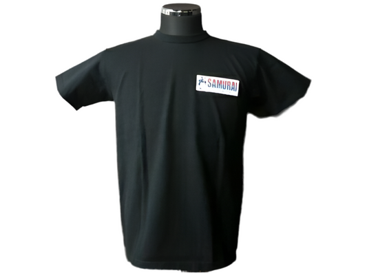 SAMURAI Fishing Club T-shirt Logo SUT14-101 Black/Samurai Jeans Men's Short Sleeve T-Shirt Print (S4014) M pit 19x25 black
