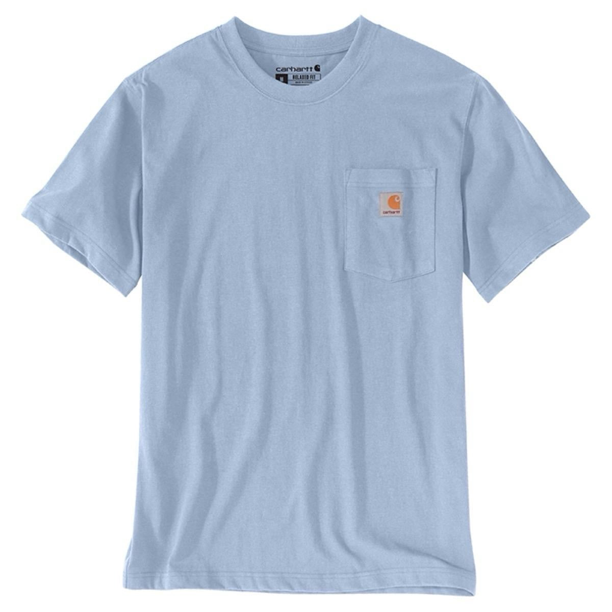 CARHARTT RELAXED FIT HEAVYWEIGHT SHORT SLEEVE POCKET C GRAPHIC TSHIRT (FOG BLUE)