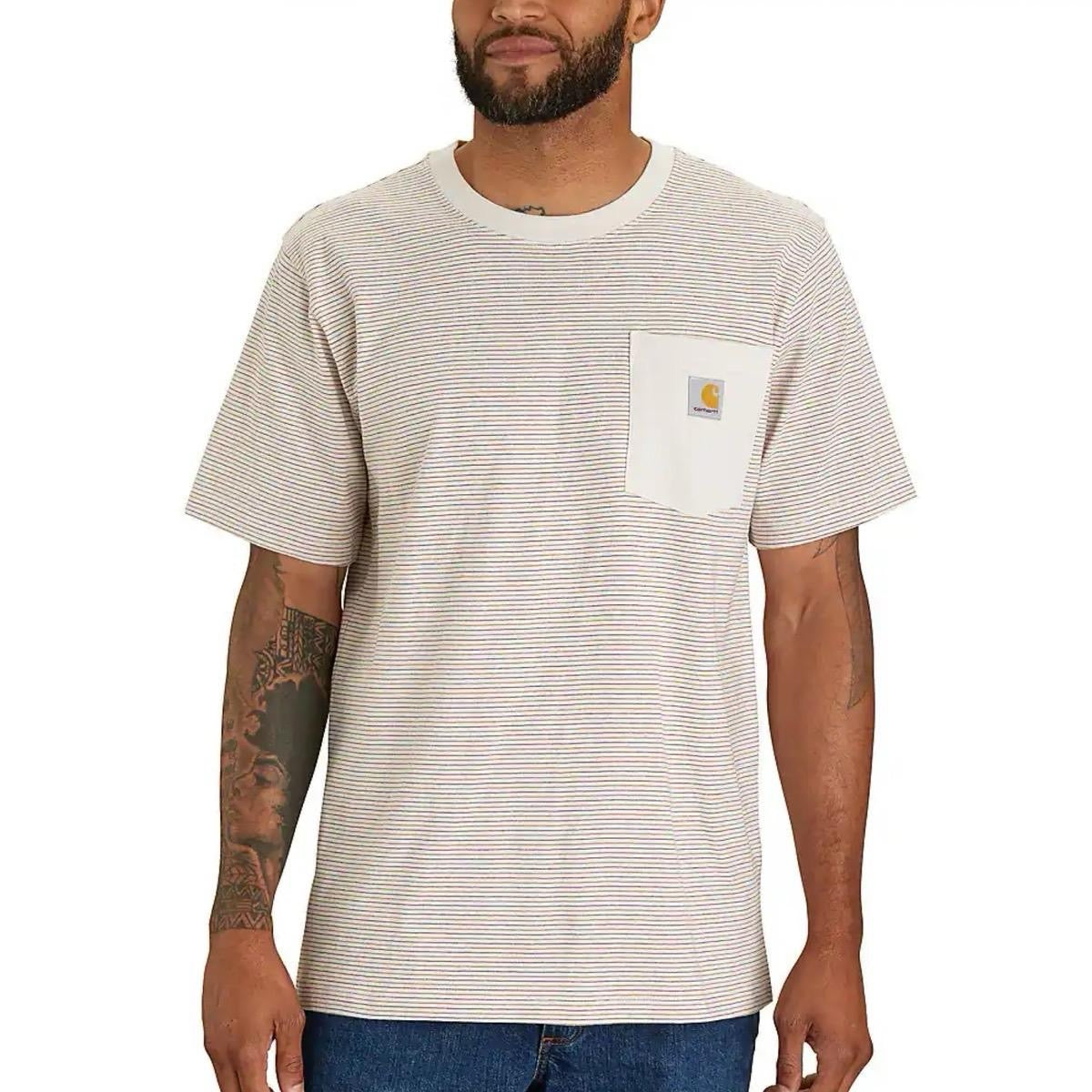 CARHARTT RELAXED FIT SHORT SLEEVE POCKET TSHIRT (MALT STRIPE)