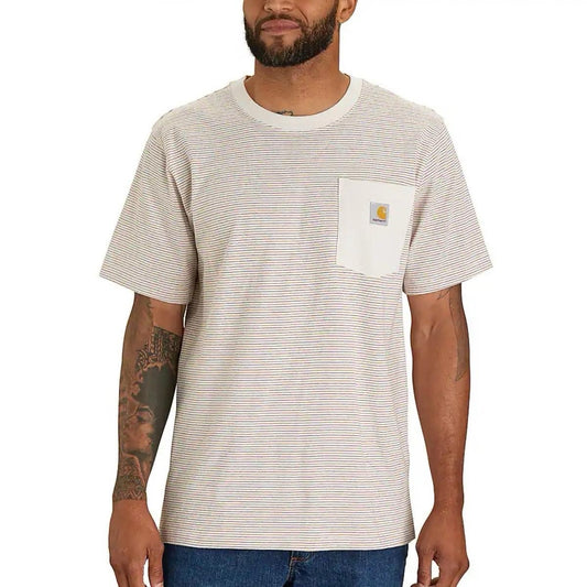 CARHARTT RELAXED FIT SHORT SLEEVE POCKET TSHIRT (MALT STRIPE)