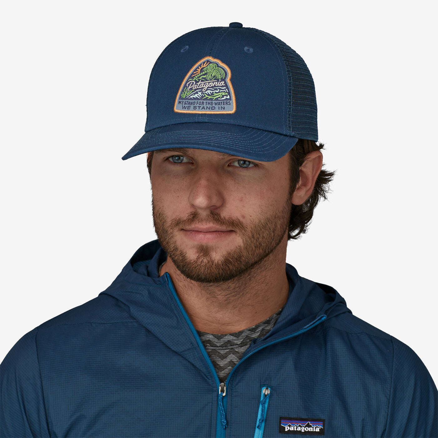 PATAGONIA TAKE A STAND TRUCKER HAT (BANYOU BADGE: TIDEPOOL BLUE)