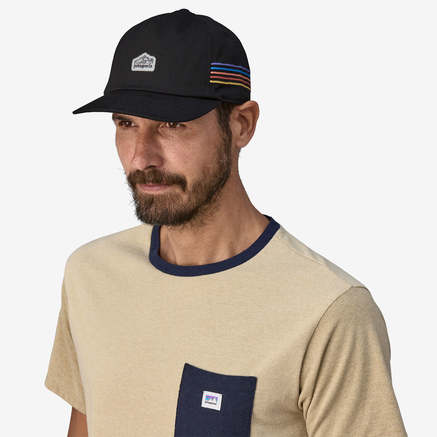 PATAGONIA LINE LOGO RIDGE STRIPE FUNFARER CAP (BLACK)