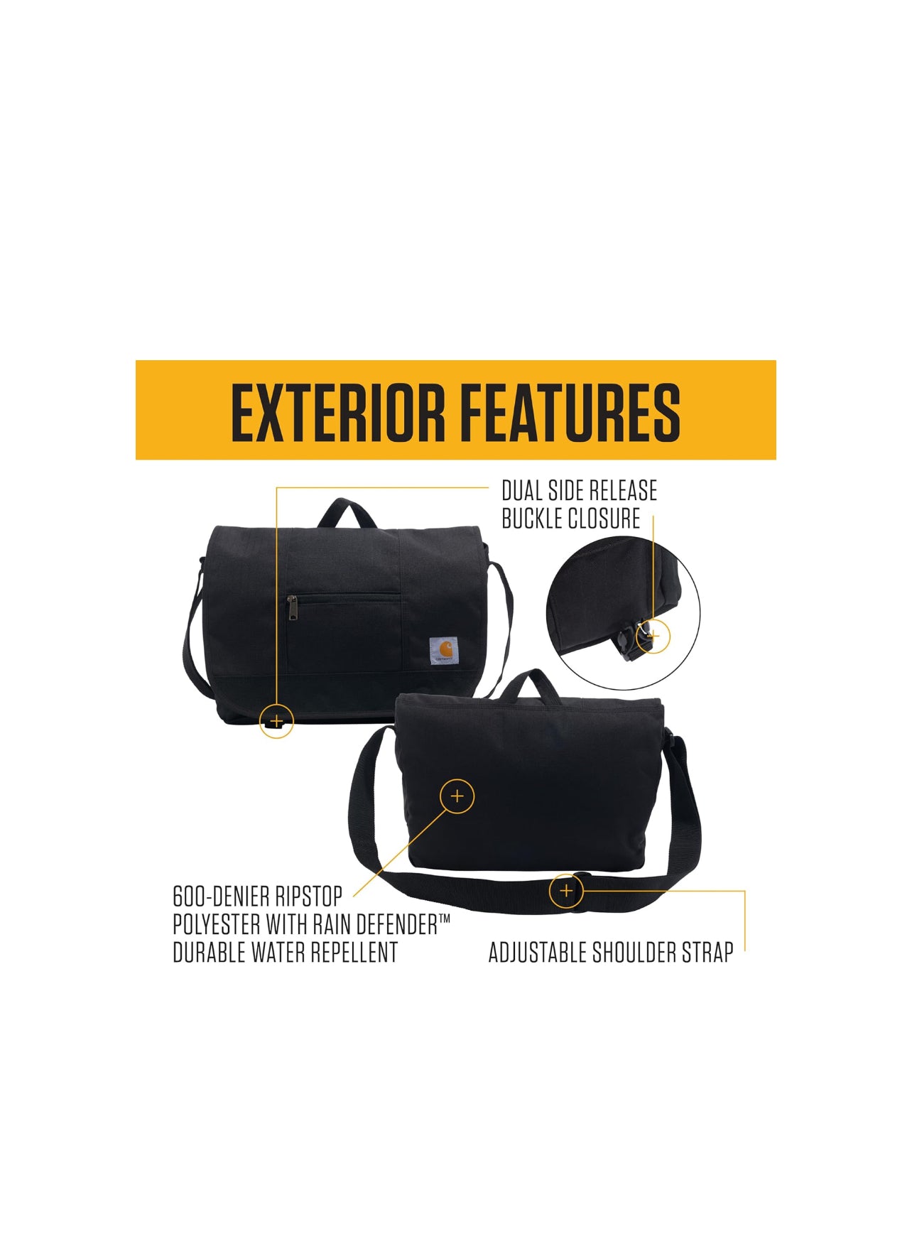 Carhartt Ripstop Messenger Bag, Durable Water-Resistant Messenger Work Bag