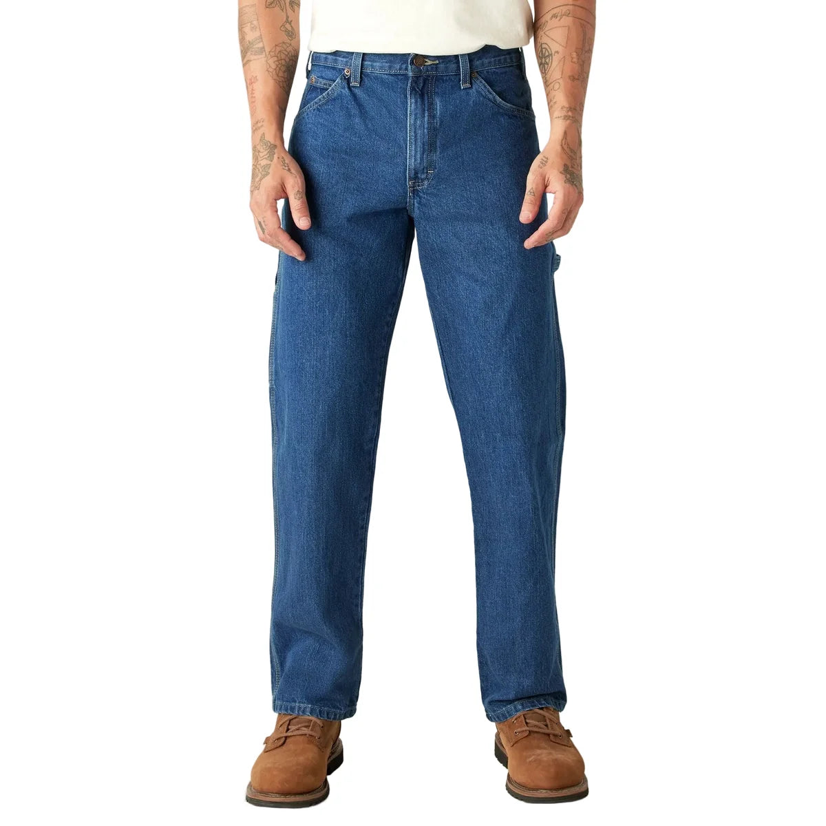 DICKIES RELAXED FIT HEAVYWEIGHT CARPENTER JEANS, STONEWASHED INDIGO BLUE