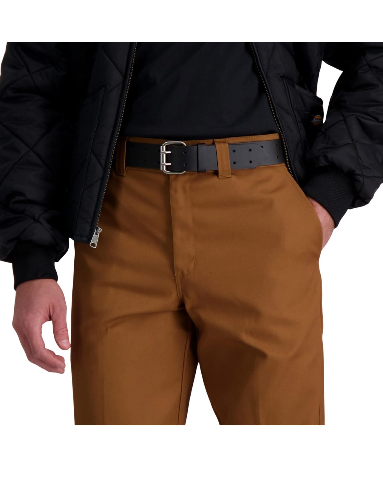 Dickies Men's Leather Double Prong Belt (Black)