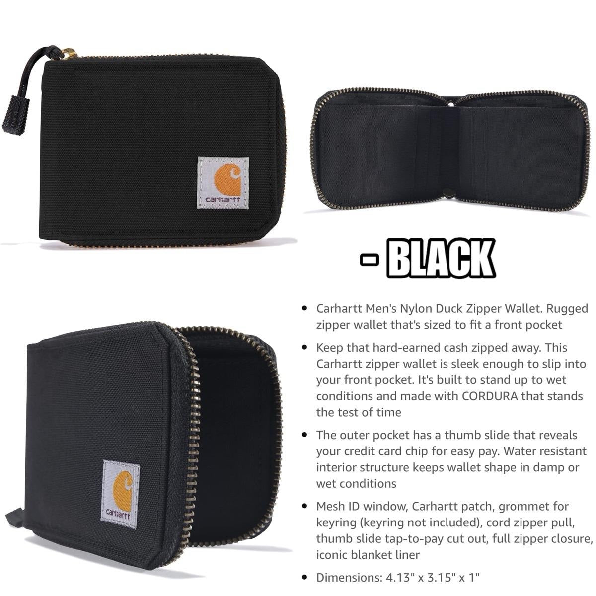 CARHARTT NYLON DUCK ZIPPER WALLET (BLACK)