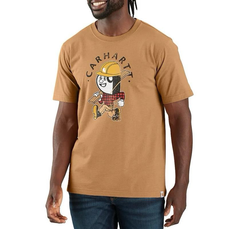 CARHARTT RELAXED FIT LIGHTWEIGHT SHORT SLEEVE CARPENTER GRAPHIC TSHIRT (HICKORY NUT HEATHER)