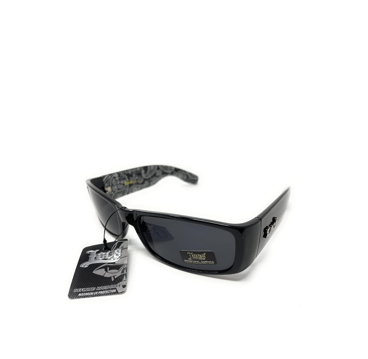 Locs Mens Hardcore Wrap Around Sunglasses with Bandana Print Inside
