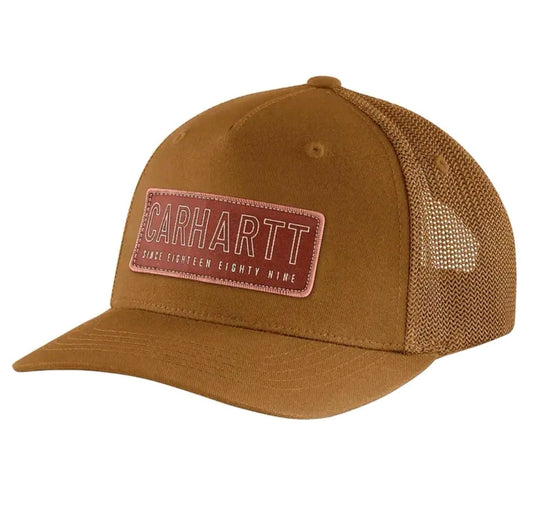 CARHARTT RUGGED FLEX CANVAS MESHBACK 1889 PATCH CAP (BROWN)