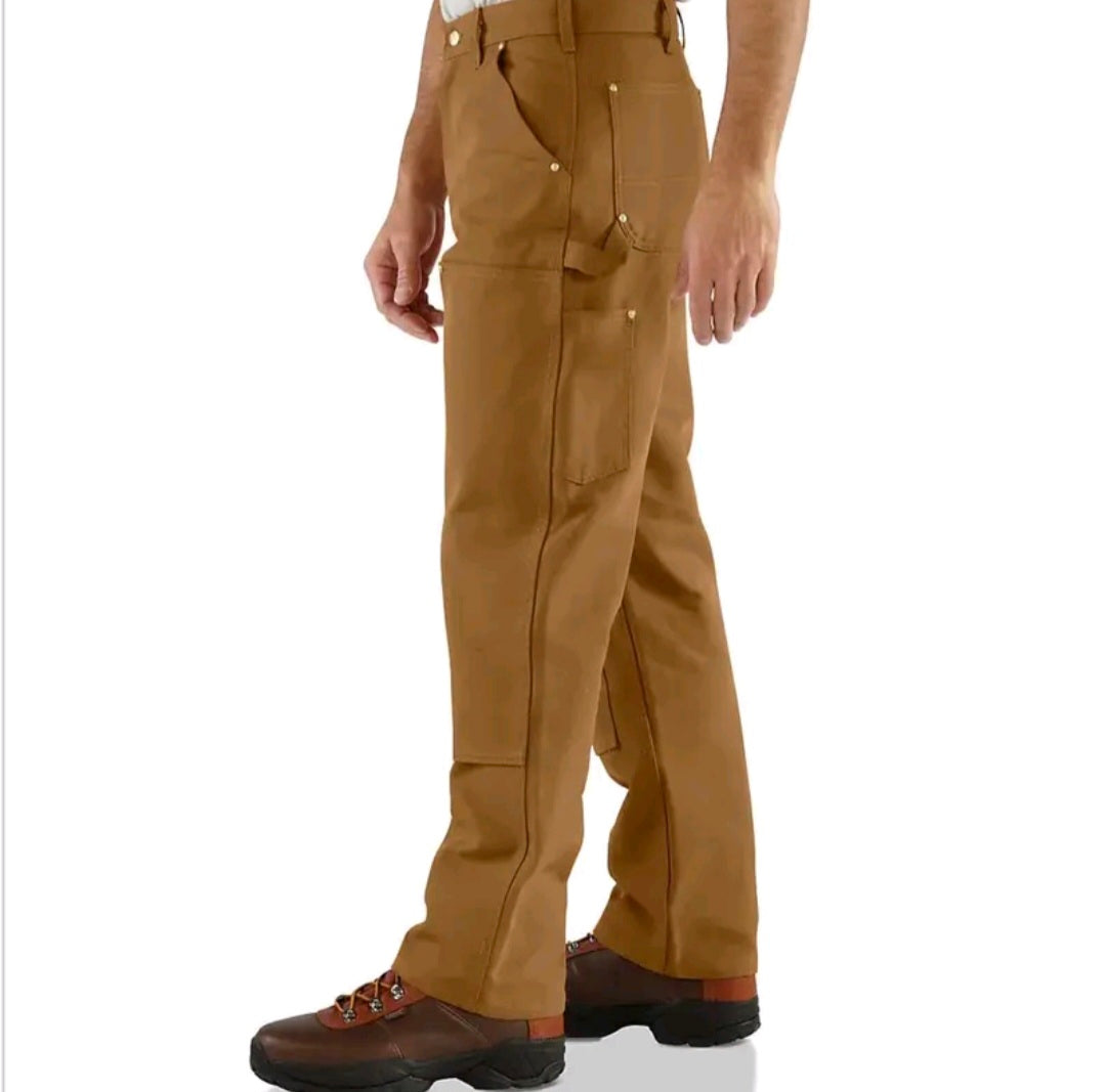 CARHARTT LOOSE FIT FIRM DUCK DOUBLE FRONT UTILITY WORK PANT (BROWN)