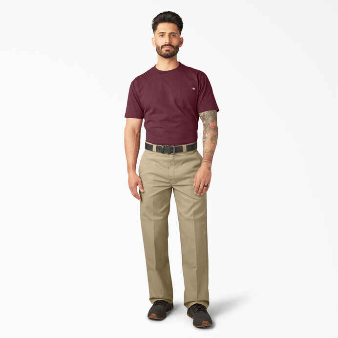 DICKIES LOOSE FIT DOUBLE KNEE WORK PANTS (KHAKI)