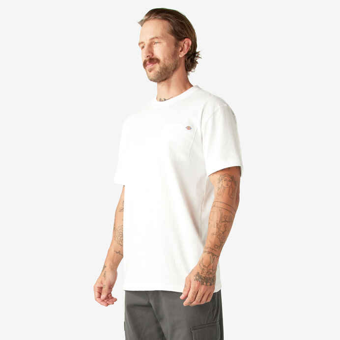 DICKIES HEAVYWEIGHT SHORT SLEEVE POCKET T-SHIRT (WHITE)