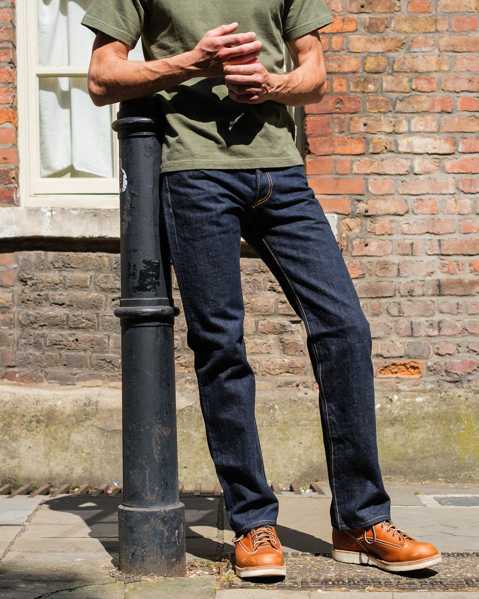 IRON HEART 666 170Z SELVEDGE DENIM SLIM STRAIGHT CUT JEANS - NATURAL INDIGO
