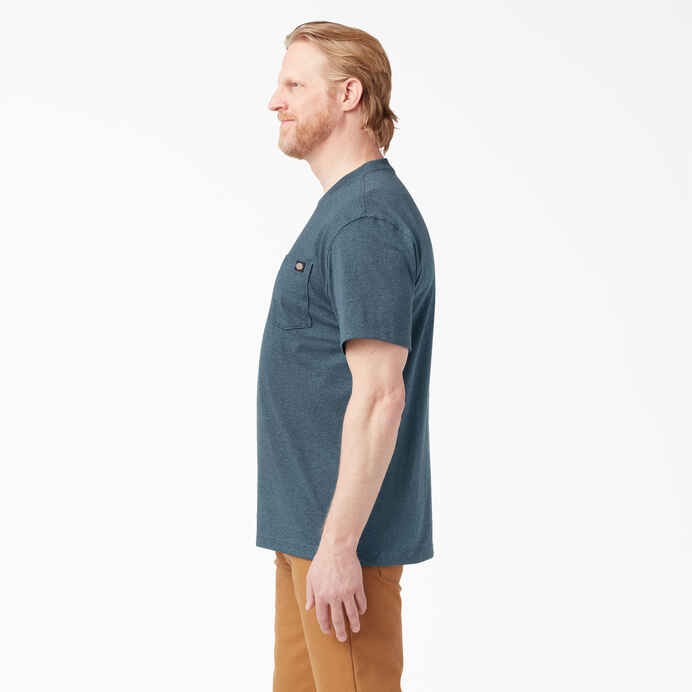 DICKIES HEAVYWEIGHT HEATHERED SHORT SLEEVE POCKET T-SHIRT (BALTIC BLUE HEATHER)