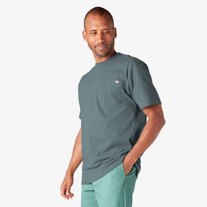 DICKIES HEAVYWEIGHT SHORT SLEEVE POCKET T-SHIRT (SMOKE BLUE)