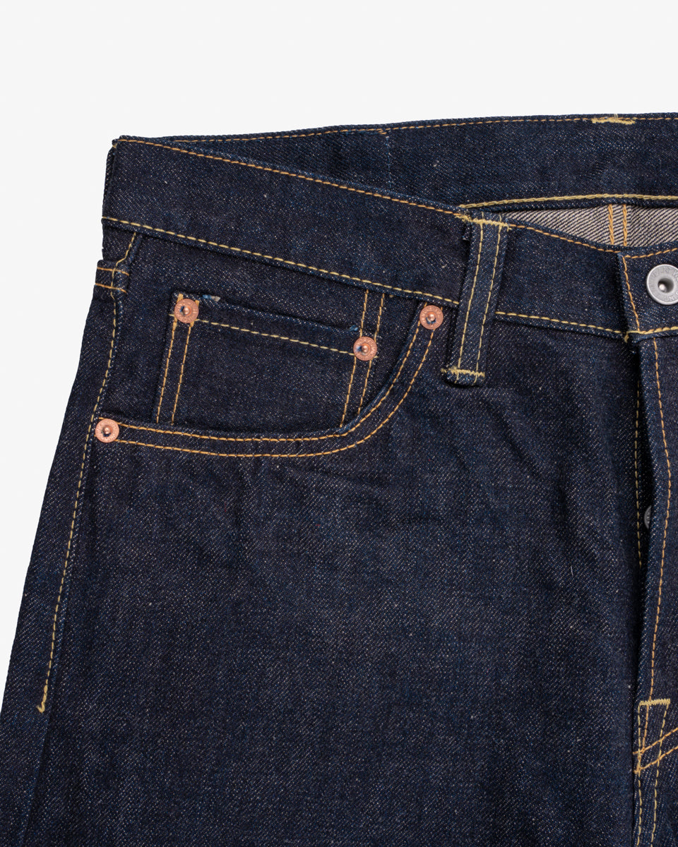 IRON HEART 666 170Z SELVEDGE DENIM SLIM STRAIGHT CUT JEANS - NATURAL INDIGO
