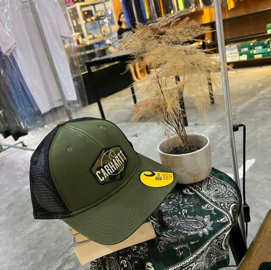 CARHARTT CANVAS MESHBACK CAMO PATCH CAP (BASIL)