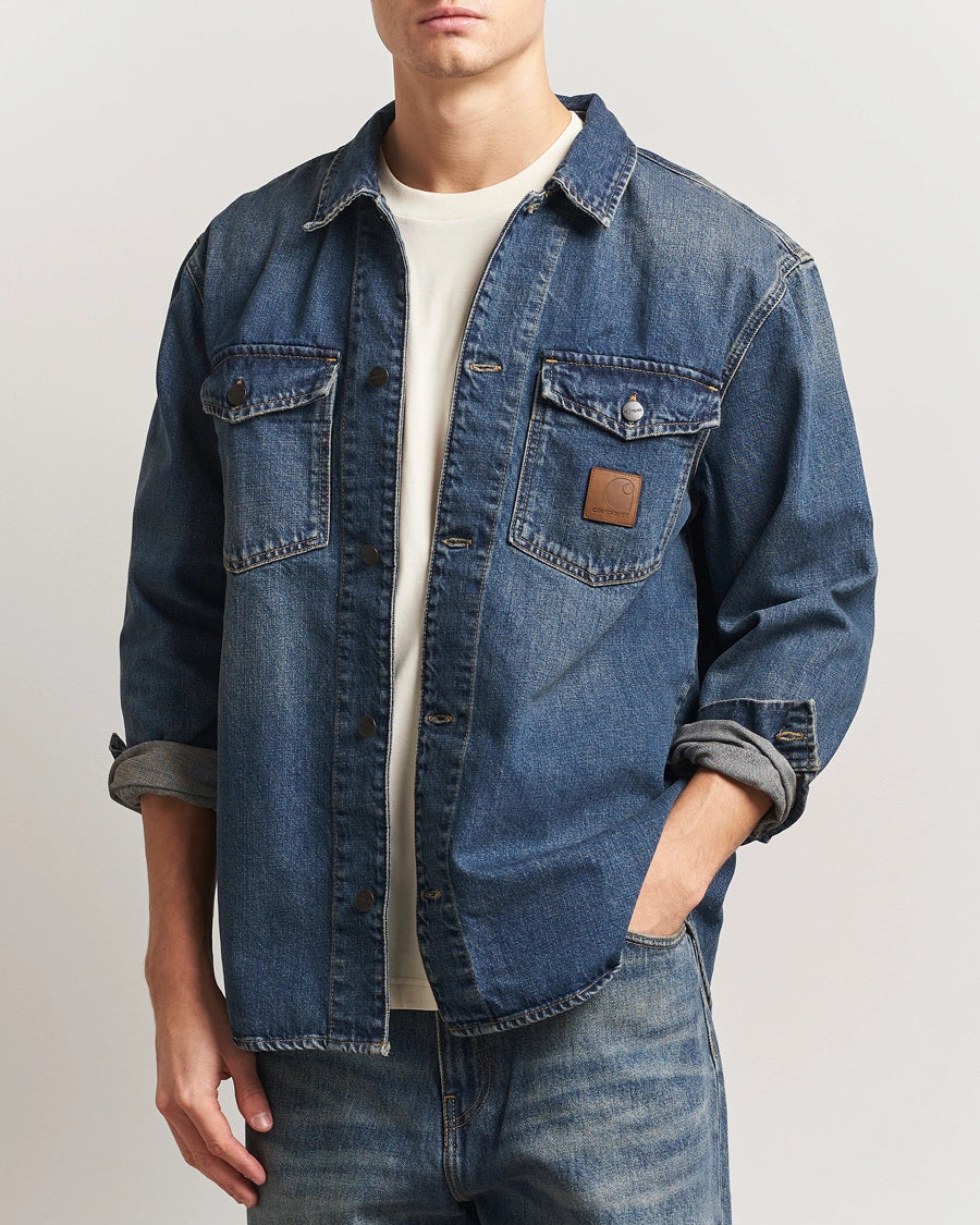 CARHARTT LINCOLN SHIRT JACKET BLUE (WORN USED WASH)