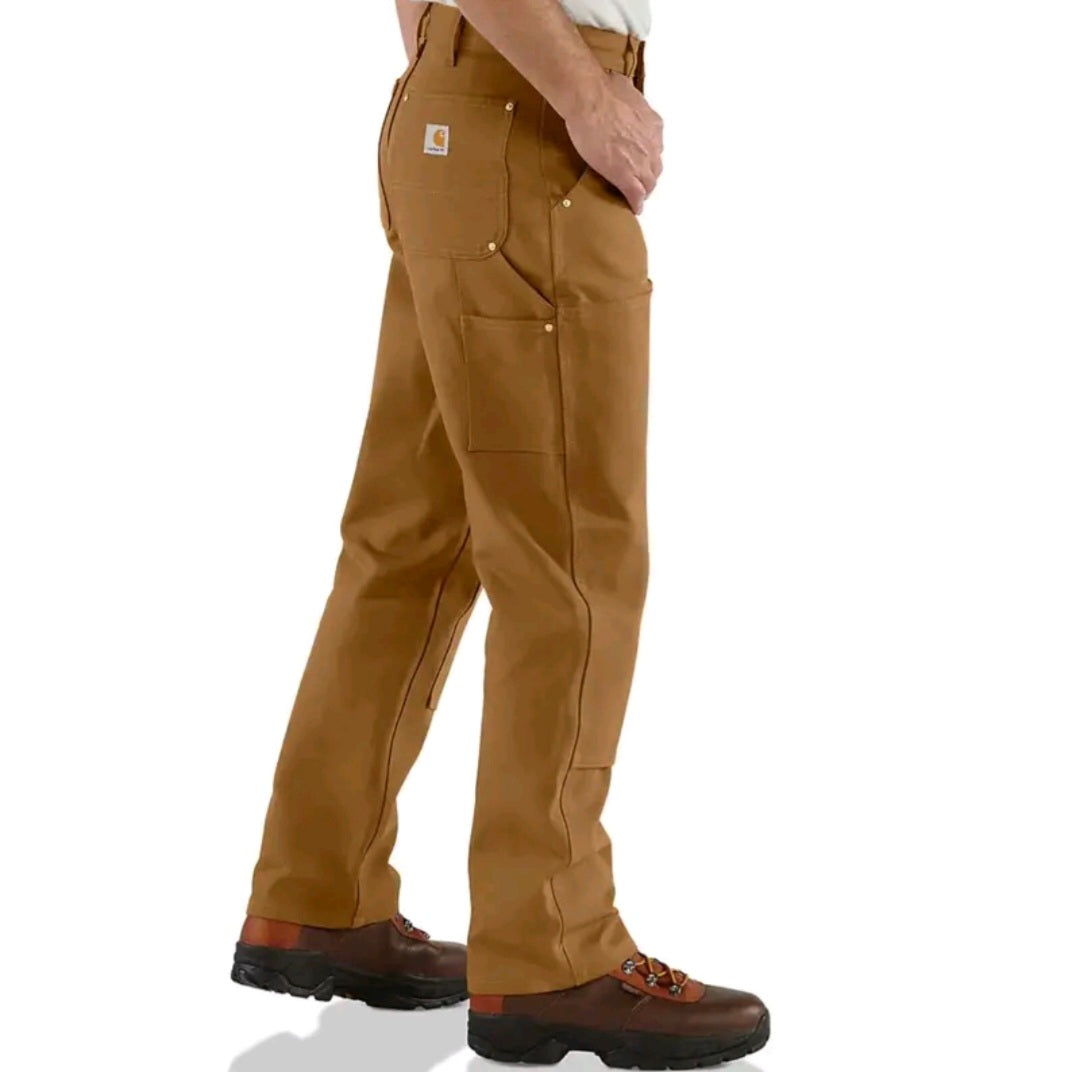 CARHARTT LOOSE FIT FIRM DUCK DOUBLE FRONT UTILITY WORK PANT (BROWN)