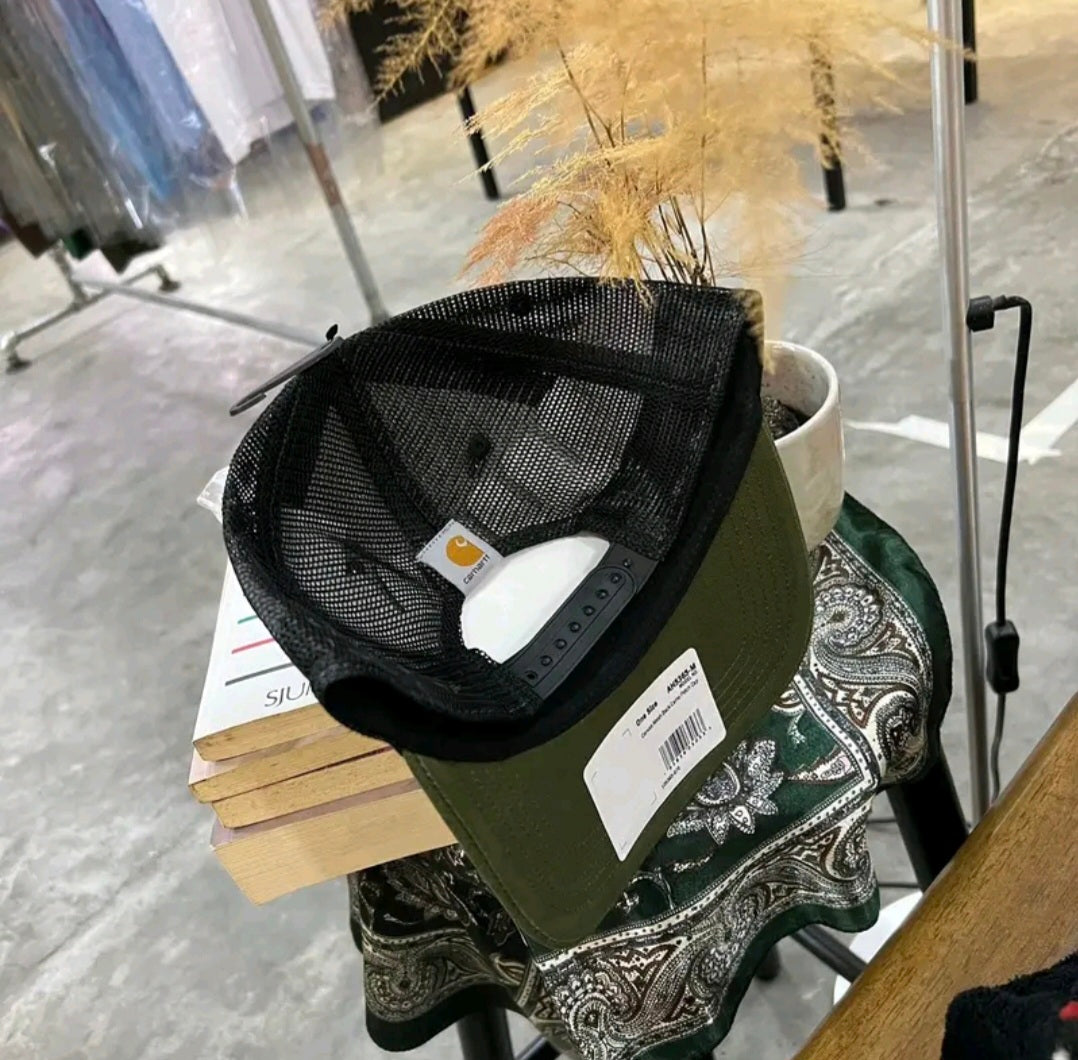 CARHARTT CANVAS MESHBACK CAMO PATCH CAP (BASIL)