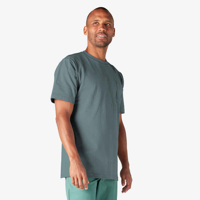 DICKIES HEAVYWEIGHT SHORT SLEEVE POCKET T-SHIRT (SMOKE BLUE)