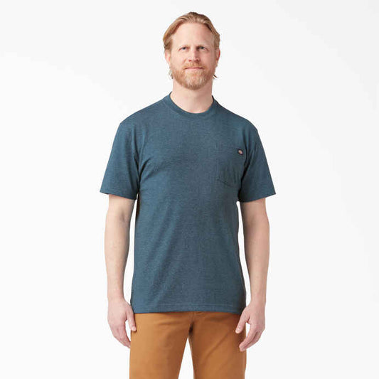 DICKIES HEAVYWEIGHT HEATHERED SHORT SLEEVE POCKET T-SHIRT (BALTIC BLUE HEATHER)