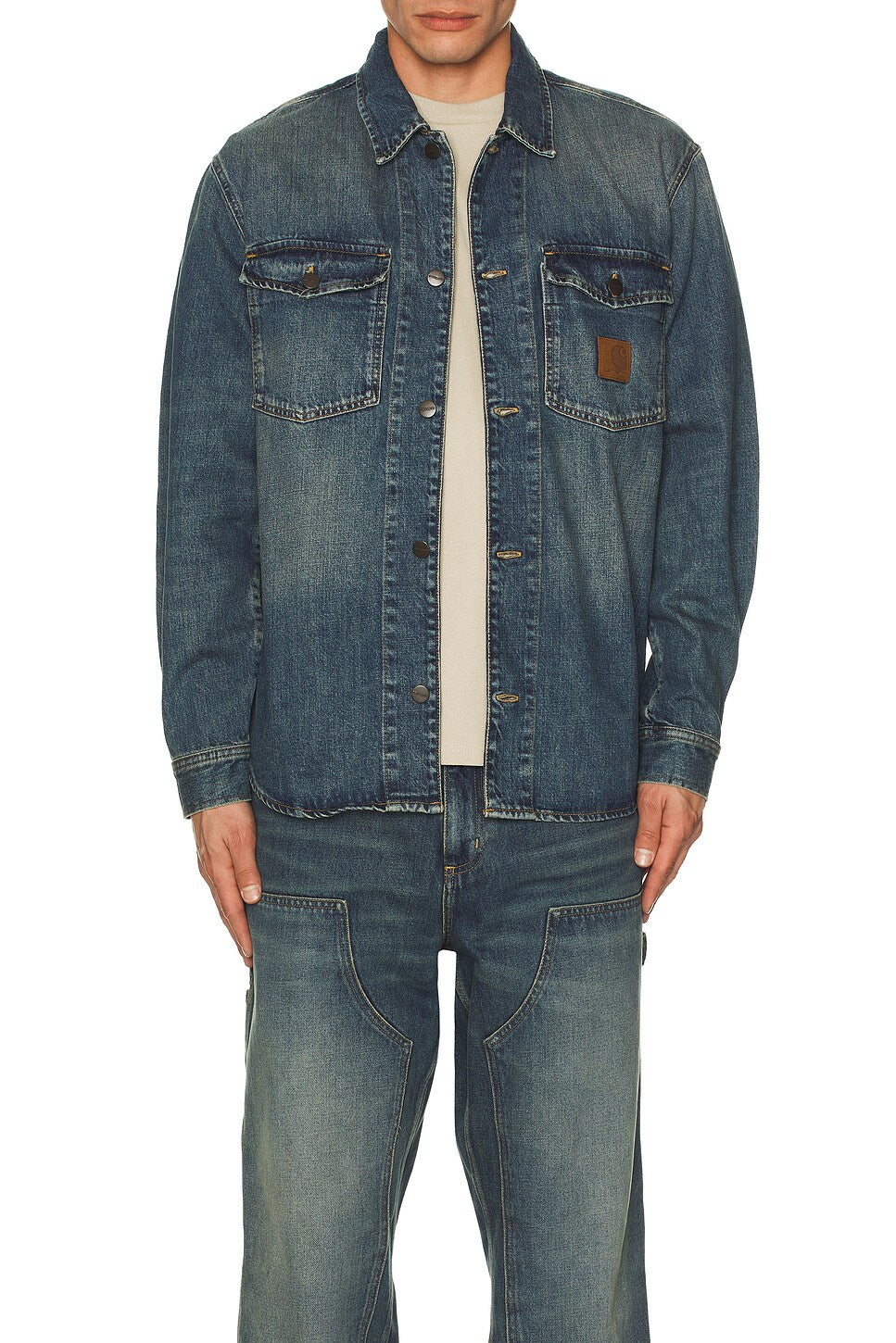CARHARTT LINCOLN SHIRT JACKET BLUE (WORN USED WASH)