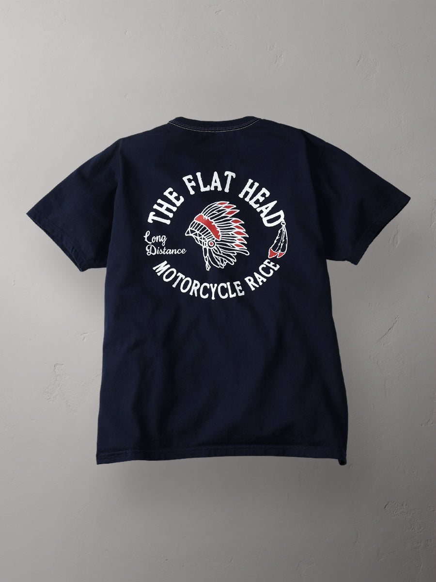 THE FLAT HEAD MOTORCYCLE TSHIRT (NAVY)