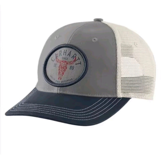 CARHARTT MONTANA CANVAS MESHBACK LONGHORN PATCH CAP (ASPHALT)