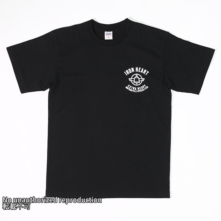 IRON HEART 7.5oz Heavy Body Print T-shirt (Plug Pattern)/Black