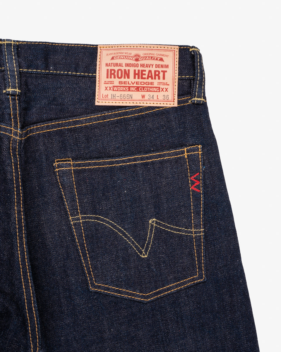 IRON HEART 666 170Z SELVEDGE DENIM SLIM STRAIGHT CUT JEANS - NATURAL INDIGO
