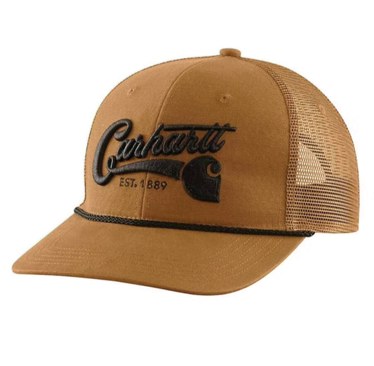 CARHARTT CANVAS MESHBACK SCRIPT CAP (BROWN)