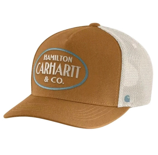 CARHARTT TWILL MESHBACK HAMILTON EMBROIDERED CAP (BROWN)